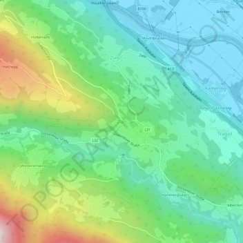 Topografisk kort Zlan, højde, terræn