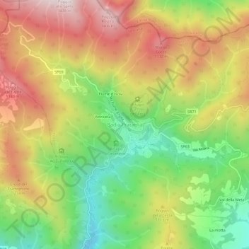 Topografisk kort Badia Prataglia, højde, terræn