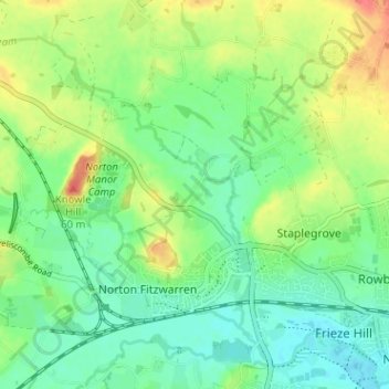 Topografisk kort Langford, højde, terræn