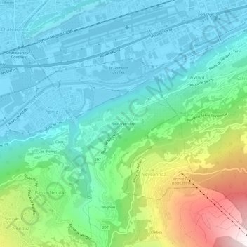 Topografisk kort Baar (Nendaz), højde, terræn