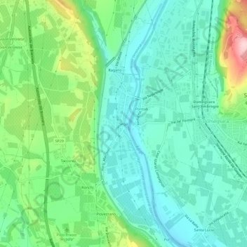 Topografisk kort Sega, højde, terræn