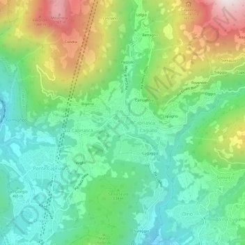 Topografisk kort Tesserete, højde, terræn