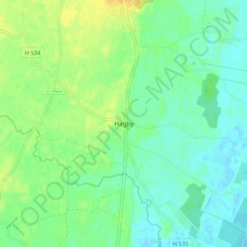 Topografisk kort Hagby, højde, terræn