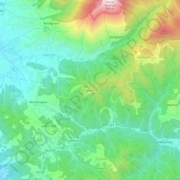 Topografisk kort Frascalino, højde, terræn