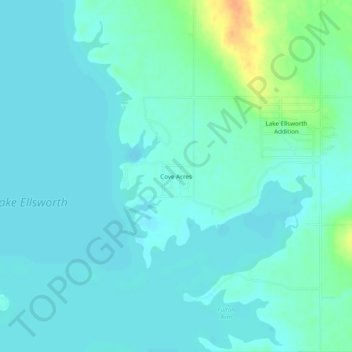 Topografisk kort Cove Acres, højde, terræn