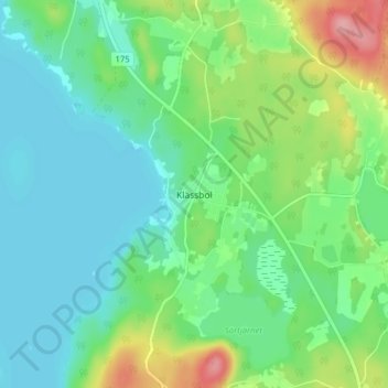 Topografisk kort Klässbol, højde, terræn