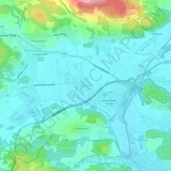 Topografisk kort Lendorf, højde, terræn
