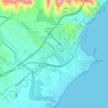 Topografisk kort Chianchitta, højde, terræn