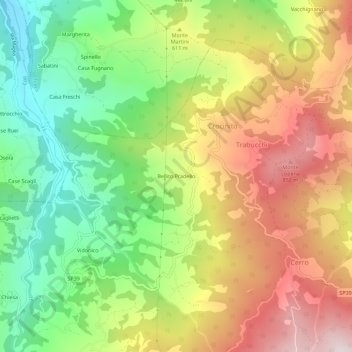 Topografisk kort Bellito Pradello, højde, terræn
