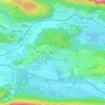 Topografisk kort Fritzendorf, højde, terræn