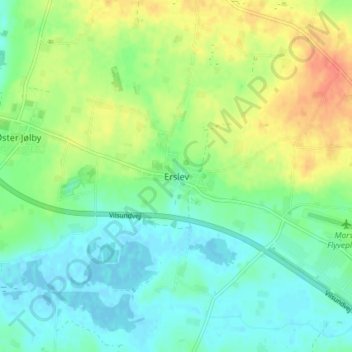 Topografisk kort Erslev, højde, terræn