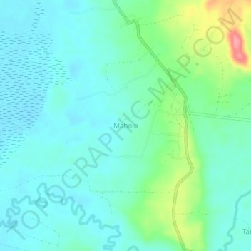Topografisk kort Maholo, højde, terræn
