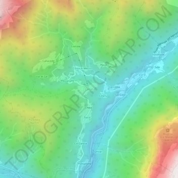 Topografisk kort Celat, højde, terræn