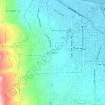 Topografisk kort Balaroa, højde, terræn
