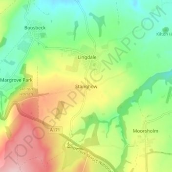 Topografisk kort Stanghow, højde, terræn