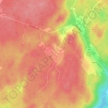 Topografisk kort Ebbared, højde, terræn