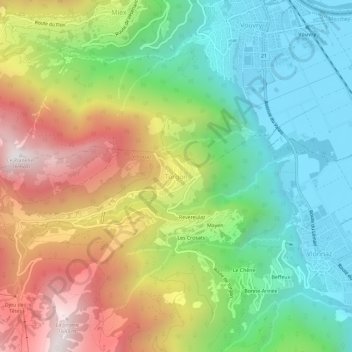 Topografisk kort Torgon, højde, terræn