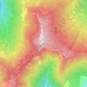 Topografisk kort Monte Caio, højde, terræn