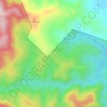 Topografisk kort Lembo, højde, terræn