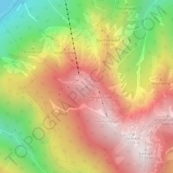 Topografisk kort Predigtstuhl, højde, terræn