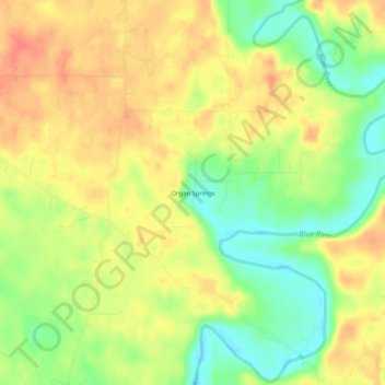 Topografisk kort Organ Springs, højde, terræn