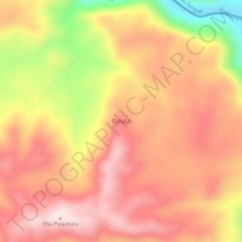 Topografisk kort Routa, højde, terræn