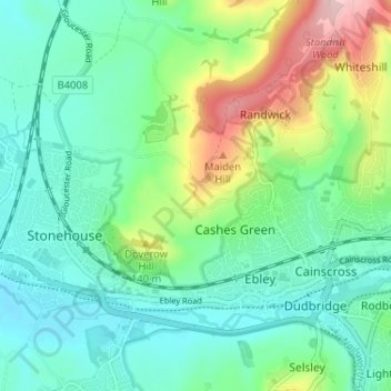 Topografisk kort Westrip, højde, terræn