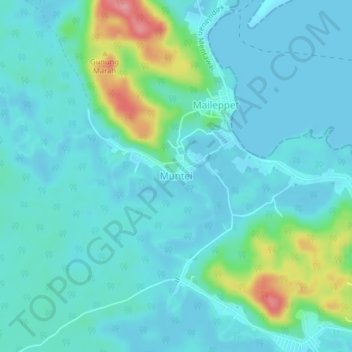 Topografisk kort Muntei, højde, terræn