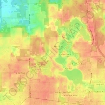 Topografisk kort Roble Woods, højde, terræn