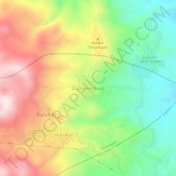 Topografisk kort Kumelembuai, højde, terræn
