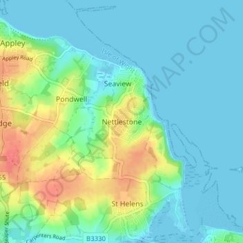 Topografisk kort Nettlestone, højde, terræn