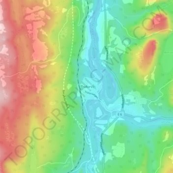 Topografisk kort Trofors, højde, terræn