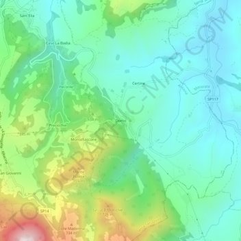 Topografisk kort Domo, højde, terræn