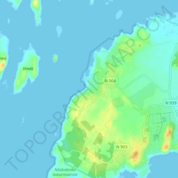 Topografisk kort Ölmanäs, højde, terræn