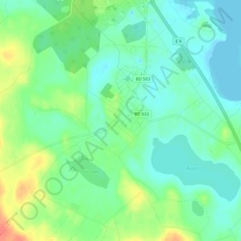 Topografisk kort Hortlax, højde, terræn