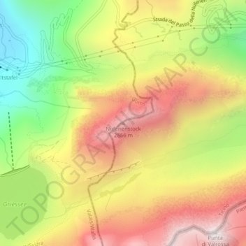 Topografisk kort Nufenenstock, højde, terræn