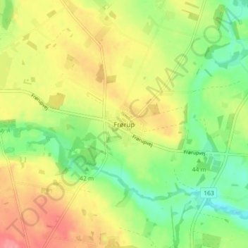 Topografisk kort Frørup, højde, terræn