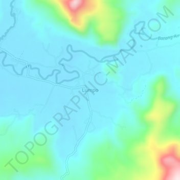 Topografisk kort Lumpo, højde, terræn