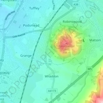 Topografisk kort Fox Elms, højde, terræn