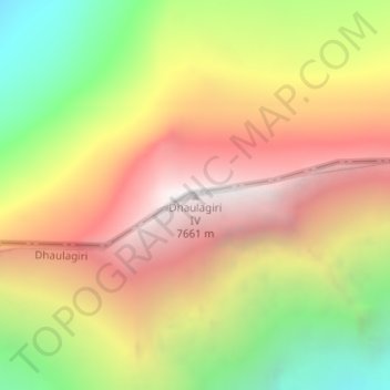 Topografisk kort Dhaulagiri IV, højde, terræn