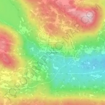 Topografisk kort Edsåsdalen, højde, terræn