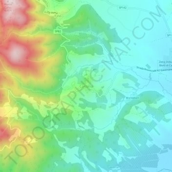 Topografisk kort Caldana, højde, terræn
