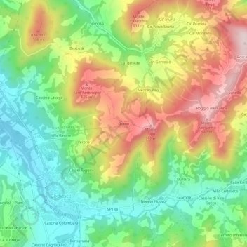 Topografisk kort Gomo, højde, terræn