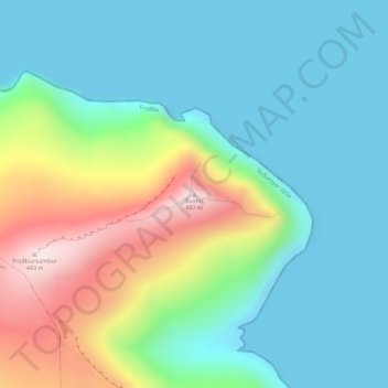 Topografisk kort Bustin, højde, terræn