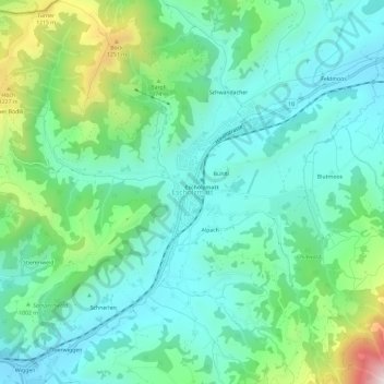 Topografisk kort Escholzmatt, højde, terræn