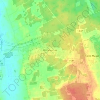 Topografisk kort Hällabrottet, højde, terræn
