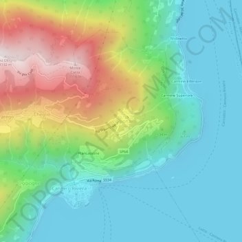 Topografisk kort Viggiona, højde, terræn