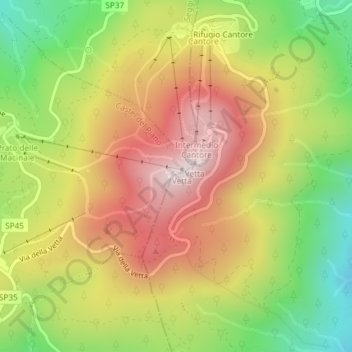 Topografisk kort Monte Amiata, højde, terræn