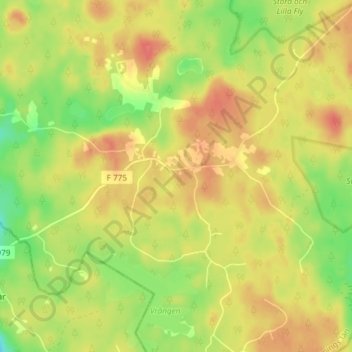 Topografisk kort Milletorp, højde, terræn