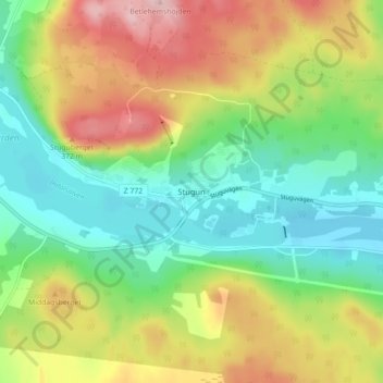 Topografisk kort Stugun, højde, terræn